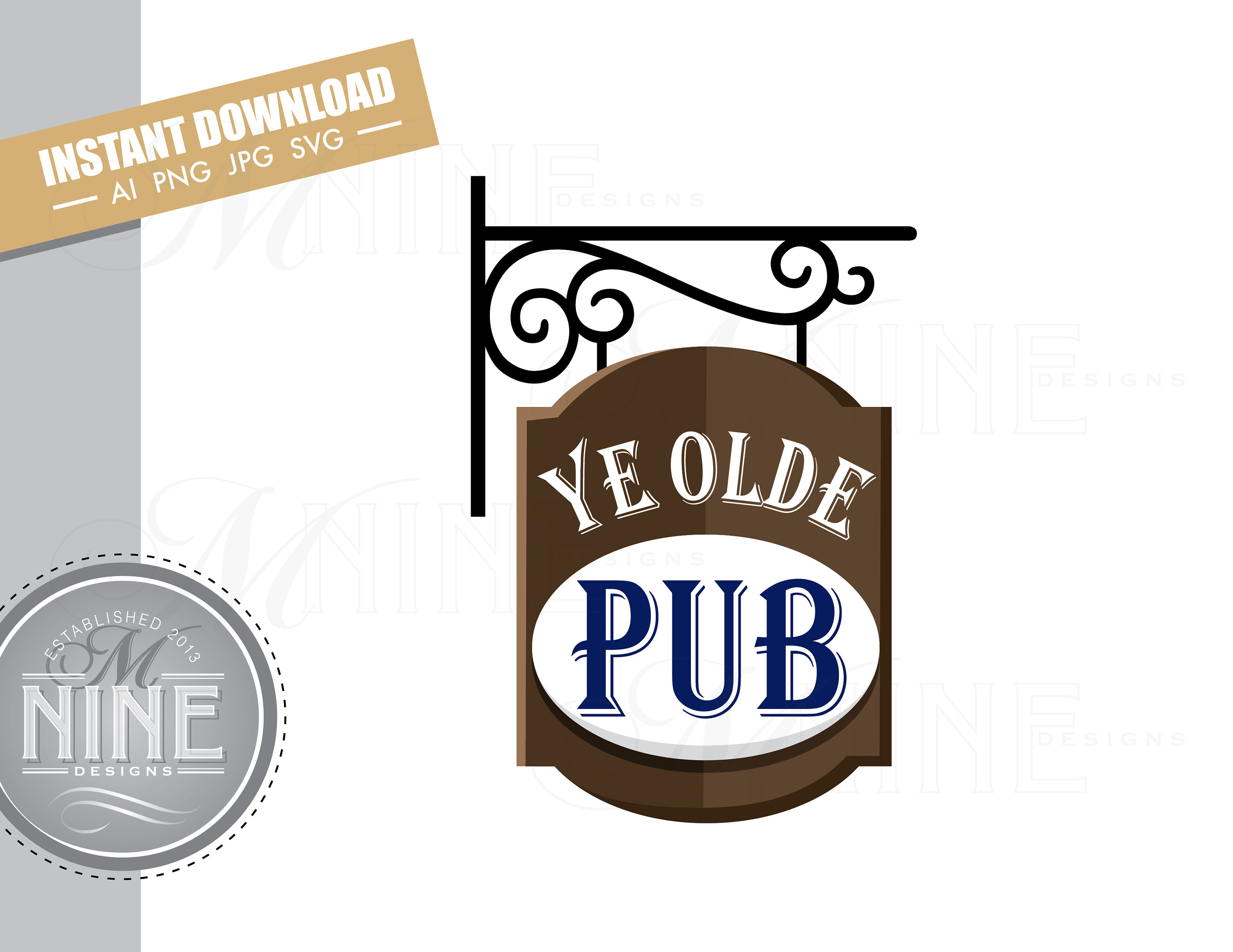 Pub Sign Clip Art Downloads Vector Bar Sign Ai Png Jpg Svg - Etsy UK