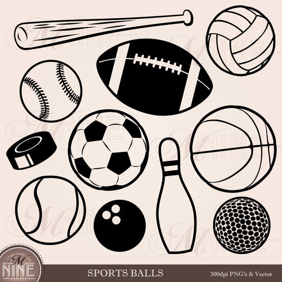 SPORTS BALLS Clip Art / SPORTS Clipart Download / Football Clipart Baseball  Clipart Basketball Golf Tennis Png Svg Silhouette Clipart - Etsy Sweden