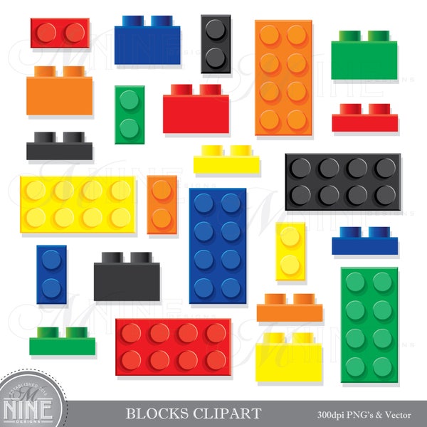 BUILDING BLOCKS Clip Art / Building Bricks Clipart Downloads / Kids Toy Party, Vector Clip Art, Kids Toys Clipart