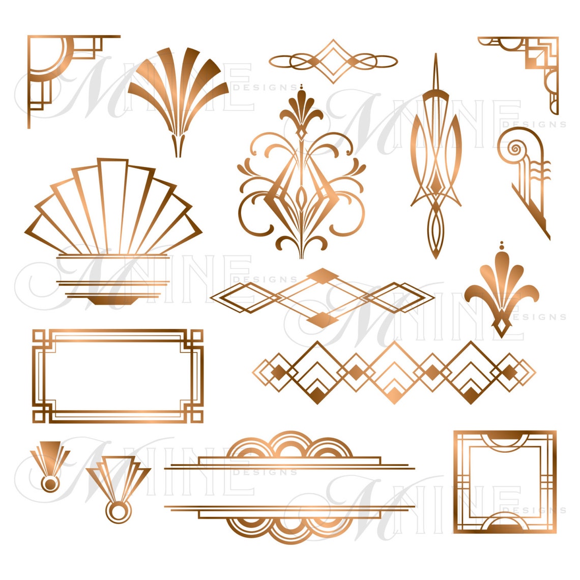 Bronze ART DECO Accents Clipart Design Elements Instant Etsy