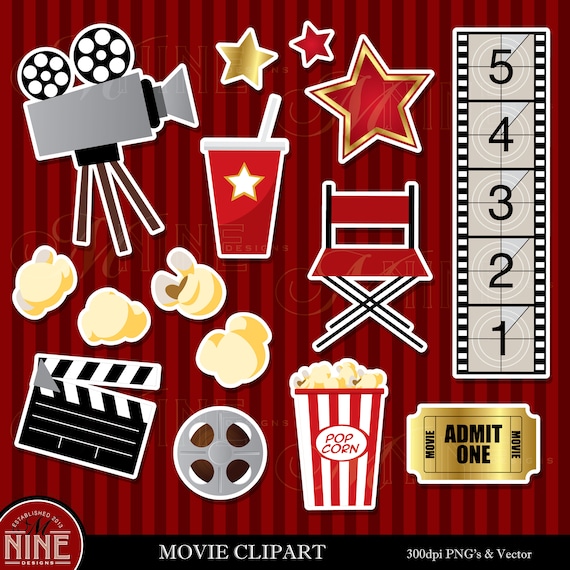 MOVIE THEME Clip Art / Movie Theme Sticker Clipart Downloads / Etsy Australia