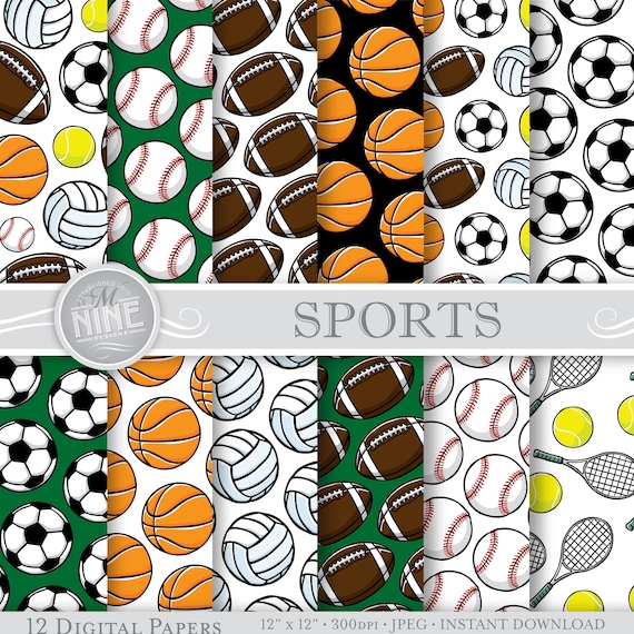 SPORTS Digital Paper Sports Printables Digital Downloads | Etsy