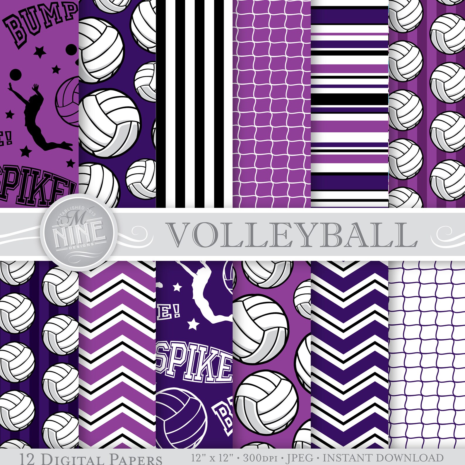 volleyball-digital-paper-volleyball-party-printables-etsy