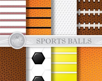 SPORTS Digital Paper / Sports Ball Printable Patterns / Sports Downloads, Sports Scrapbook Paper Sports Theme Printable