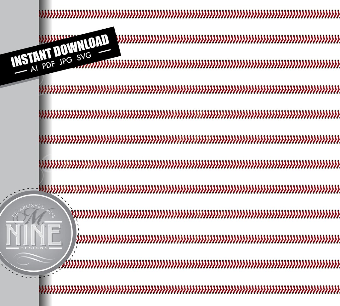 Baseball Stitches Pattern Baseball Stitches Svg Pdf Jpg Vector AI ...