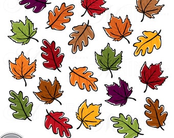 AUTUMN LEAVES Clip Art | Fall Leaves Clipart Downloads | Vector Clipart | Digital Downloads | Scrapbook Clip Art