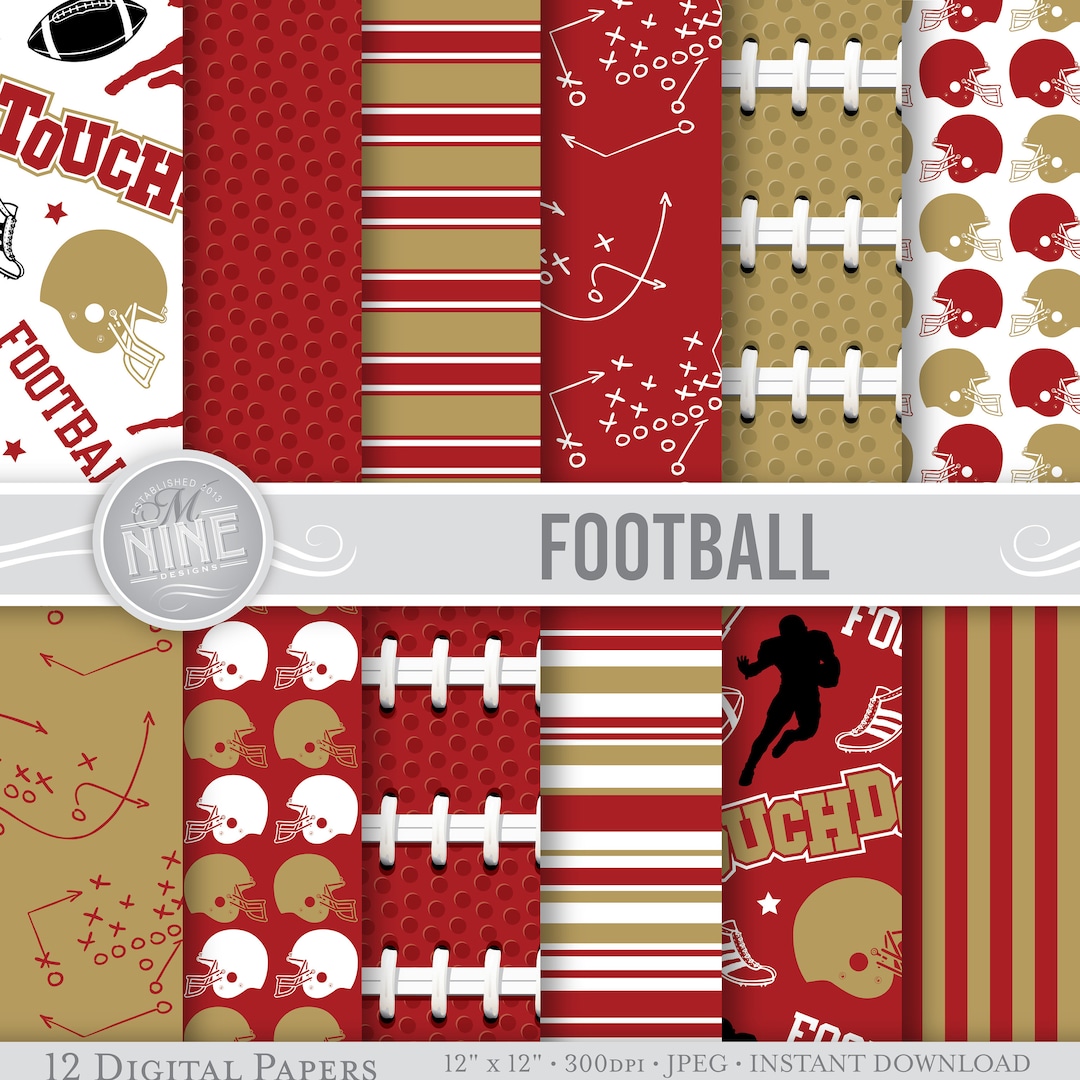 Football Digital Paper Seamless Football Digital Paper Printable Football Patterns Download