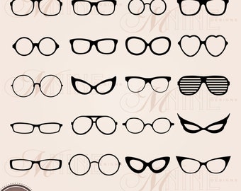 EYEGLASSES Digital Clipart Glasses Accent Clipart Design Elements, Instant Download, Png Svg Silhouette Clip art