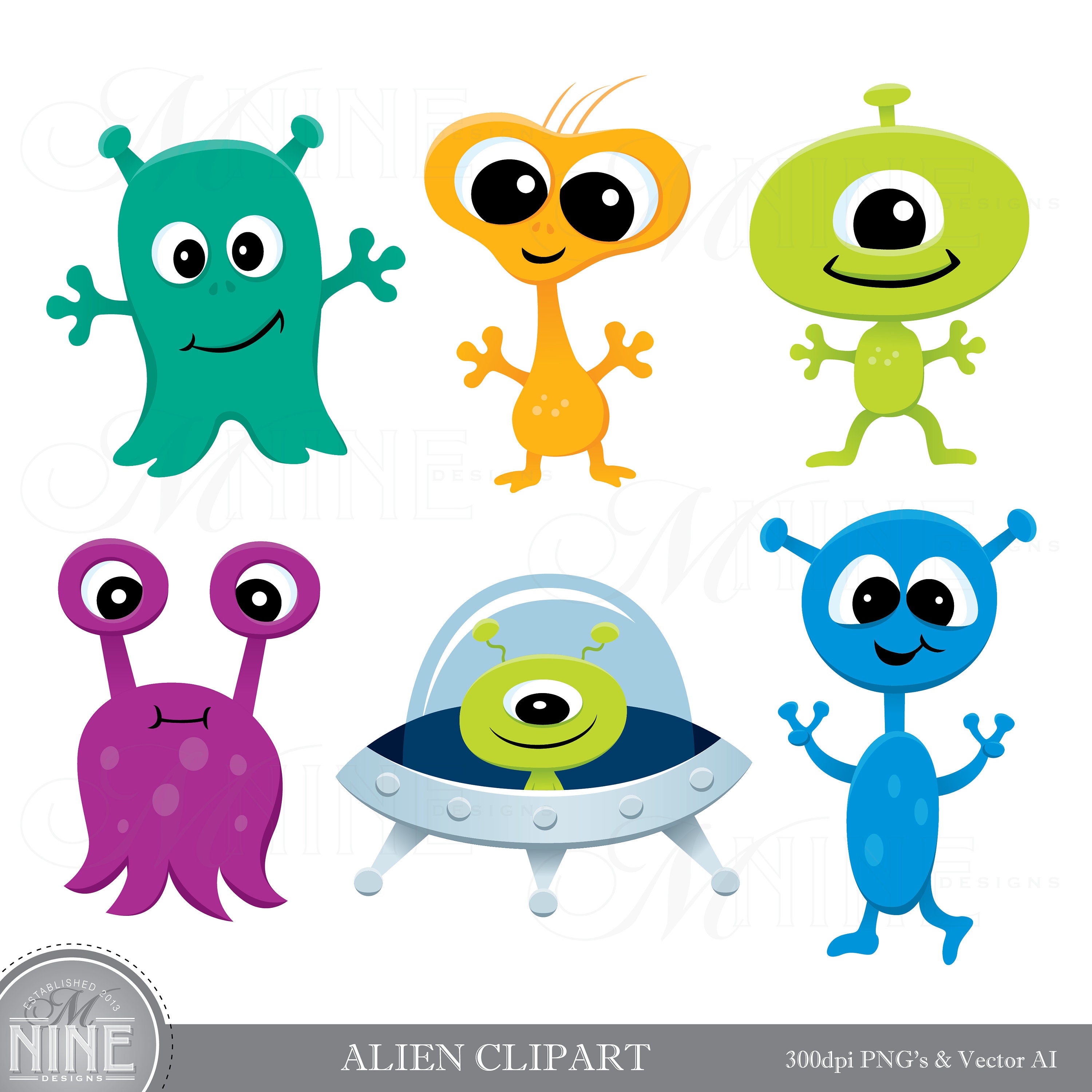 ALIEN Clip Art Aliens Clipart Downloads Space Alien Party Downloads Cute  Alien Theme Spaceship Clipart Vector Aliens - Etsy