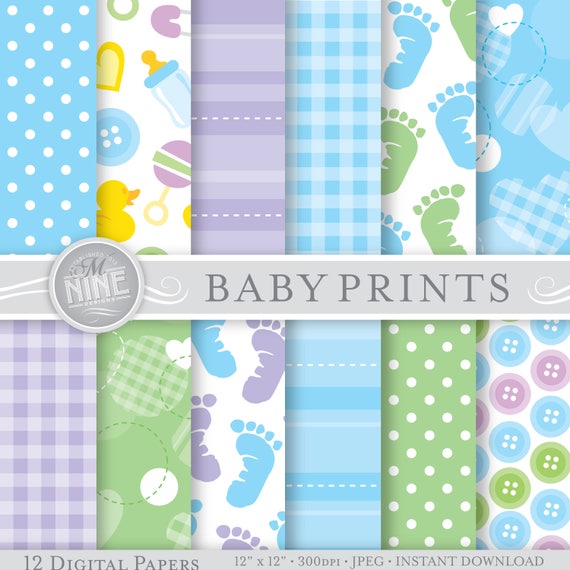 Baby Boy Digital Paper / BABY BOY Patterns / Baby Theme - Etsy