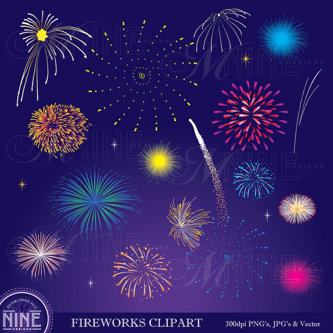 FIREWORKS Clip Art: Digital Fireworks Clipart, Instant Download, New
