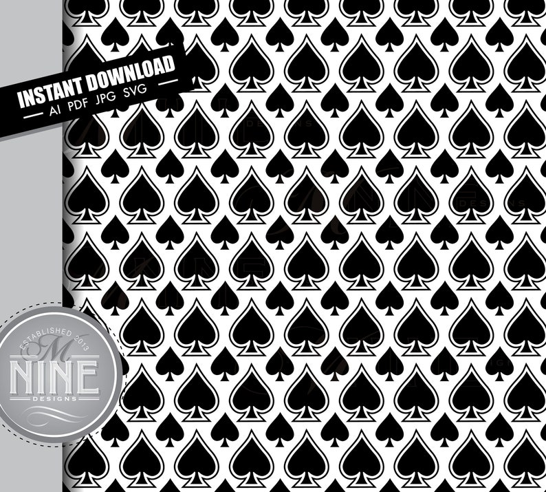 Spades Pattern Digital Paper Playing Card Spades Svg Cut Etsy Israel