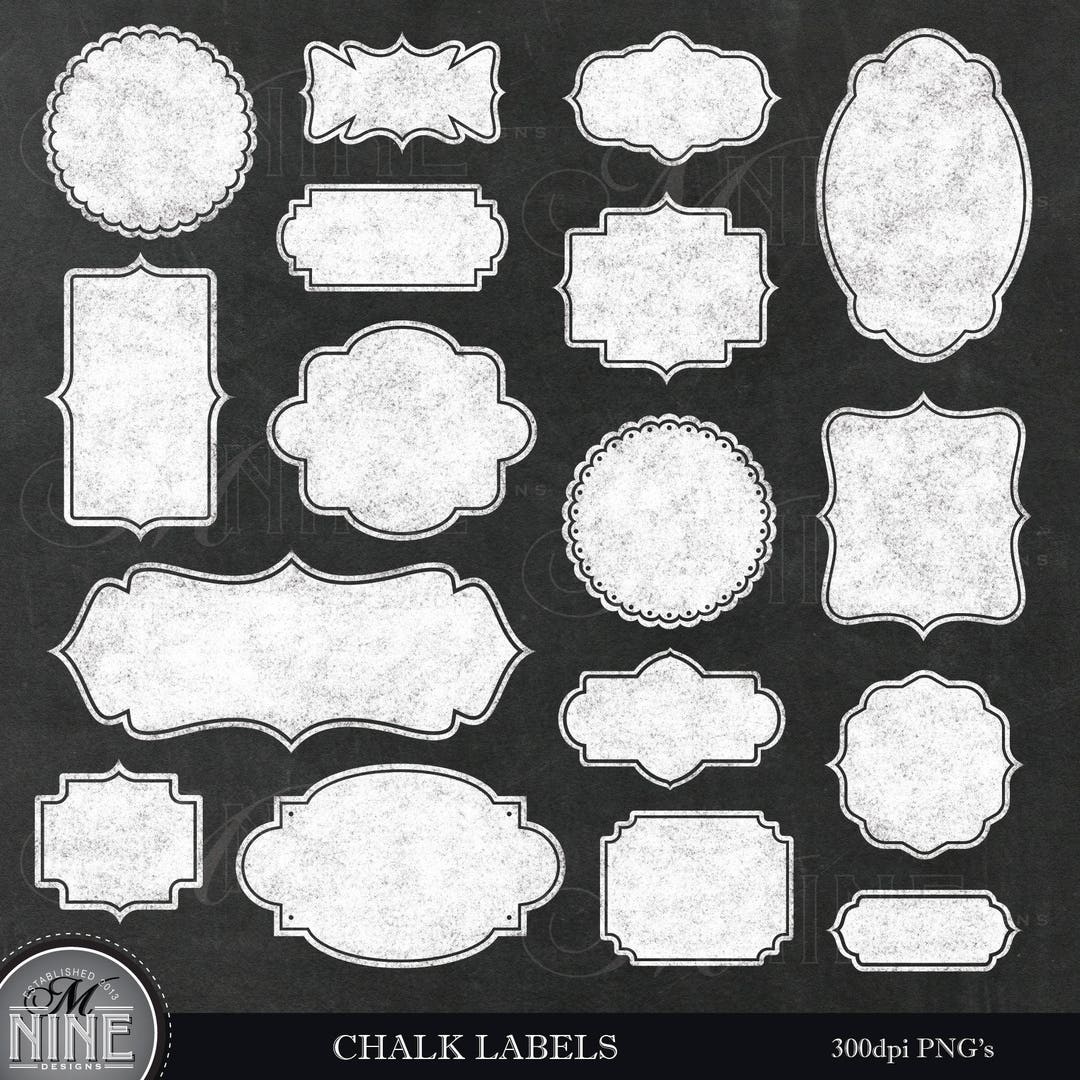 Chalk LABEL FRAMES Clip Art / Chalkboard Frame Clipart / Chalk Clip Art Downloads, Chalk