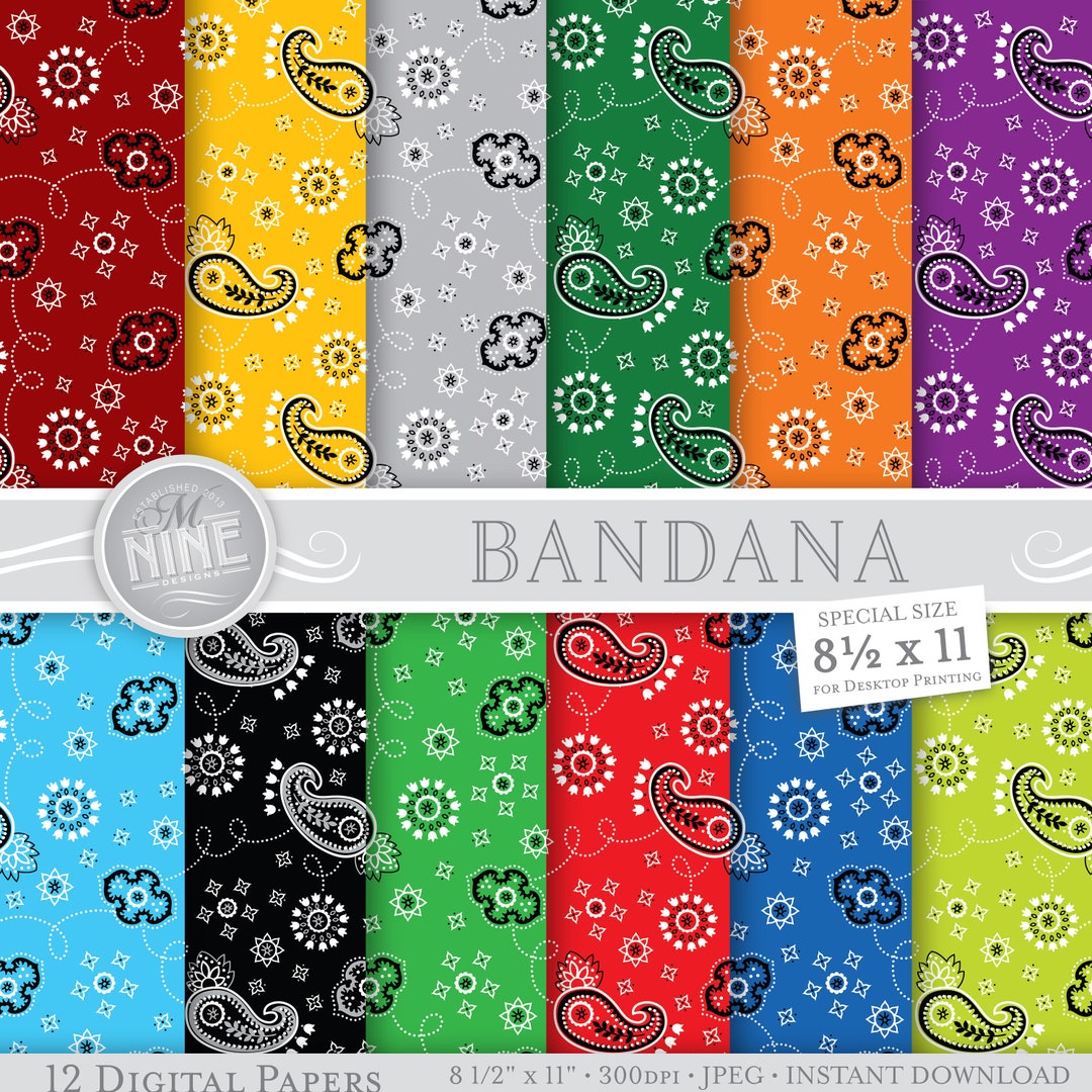 Bandana Digital Paper 8 1/2 X 11 Bandana Digital Paper Printable ...