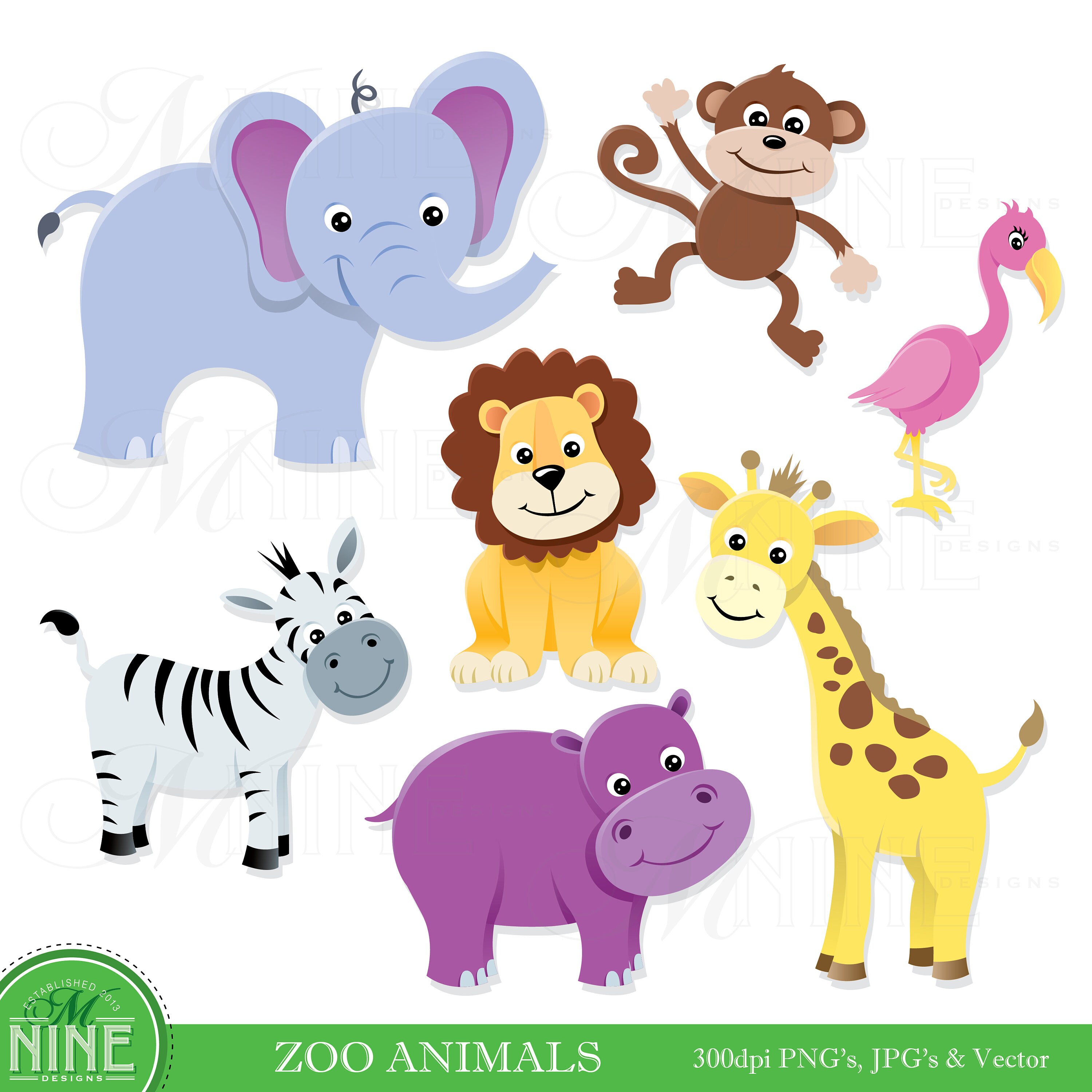Animal Clip Art ZOO ANIMALS Clipart Digital Clip Art Etsy All 