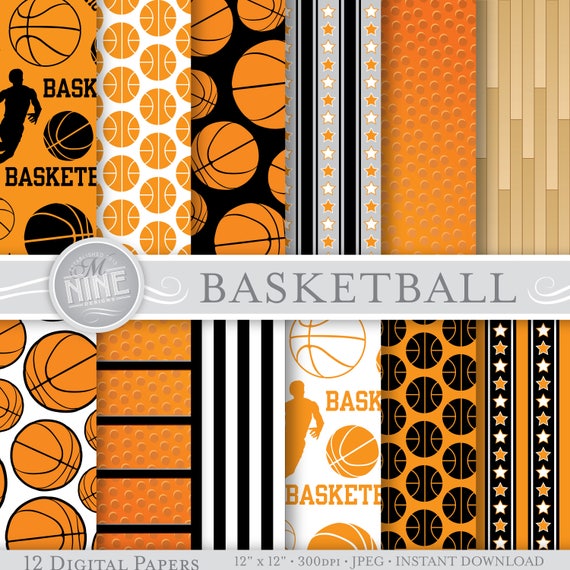 BASKETBALL Digital Paper / Basketball Party Printables / - Etsy