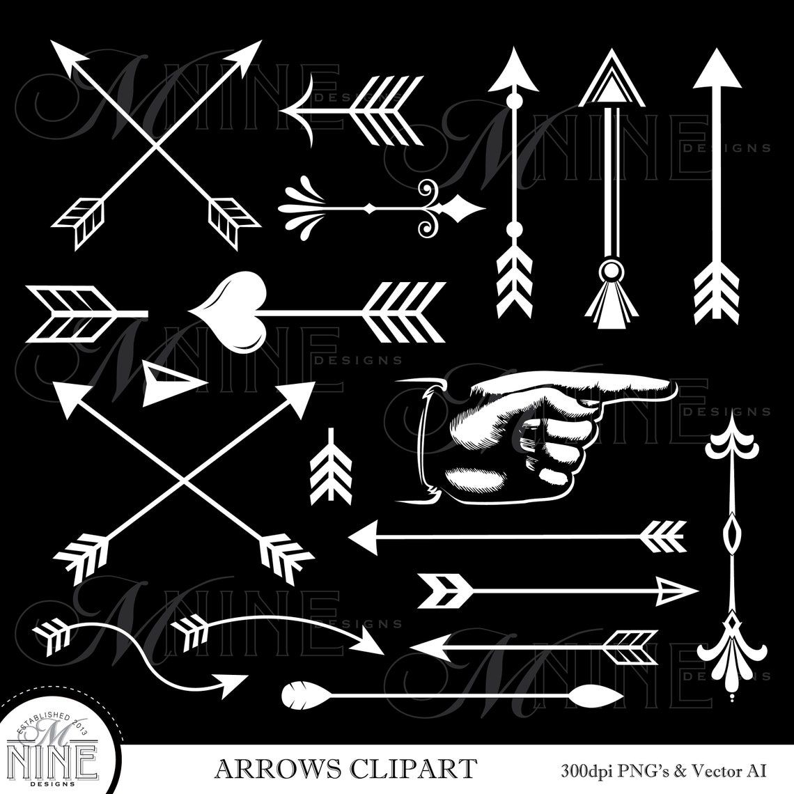 White ARROWS Clipart Vector Arrows Clip Art Chalkboard | Etsy