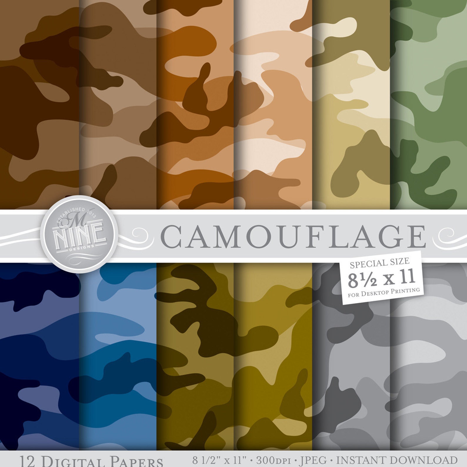 CAMOUFLAGE Digital Paper: Camouflage Printable Pattern Print | Etsy