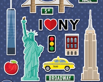 NEW YORK Sticker Clip Art / New York Clipart Téléchargements / Empire State Statue of Liberty Clip Art, Scrapbook Clipart, Vector Clip Art