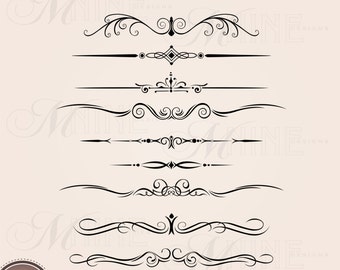 VINTAGE Header Clip Art: Vintage Accent Clipart Design Elements, INSTANT DOWNLOAD, Vintage Headers Clipart Png Svg Silhouette Clipart