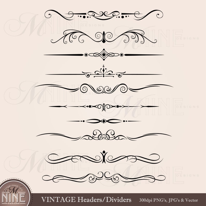 Download Vintage Accent Clipart Design Elements Vintage Headers Clipart Png Svg Silhouette Clipart Vintage Header Clip Art Instant Download Visual Arts Craft Supplies Tools Delage Com Br