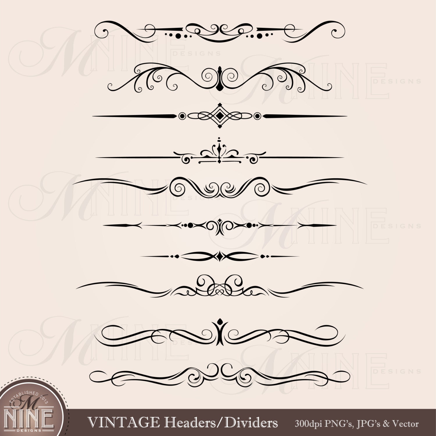 Download Vintage Header Clip Art Vintage Accent Clipart Design Etsy