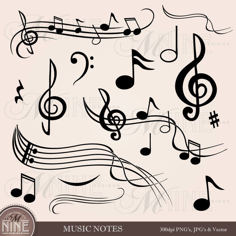 Music Notes Clip Art Music Theme Clipart Music Notes Etsy