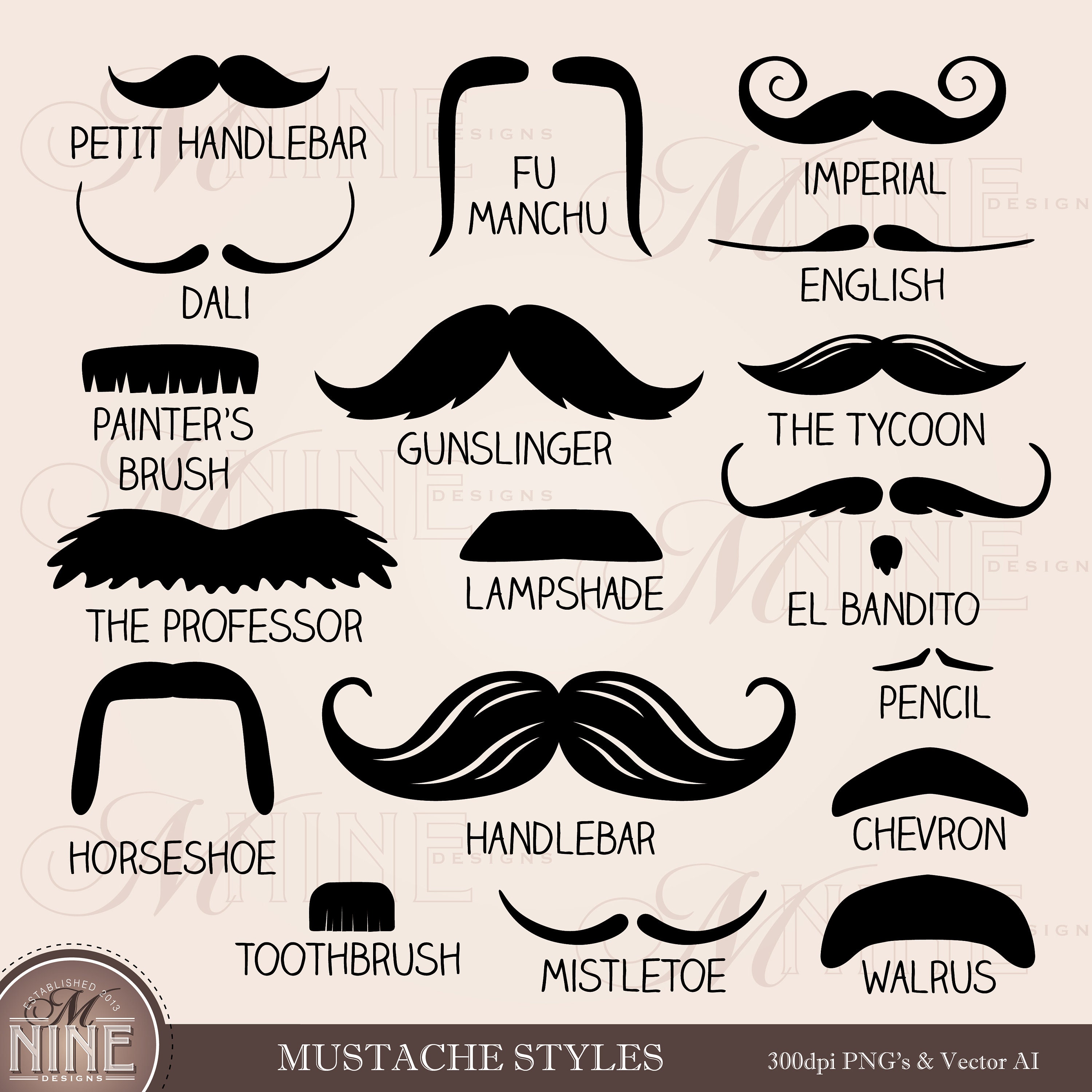 MUSTACHE STYLES Clip Art Mustache Clipart Downloads - Etsy MUSTACHE STYLES Clip Art Mustache Clipart Downloads - Etsy