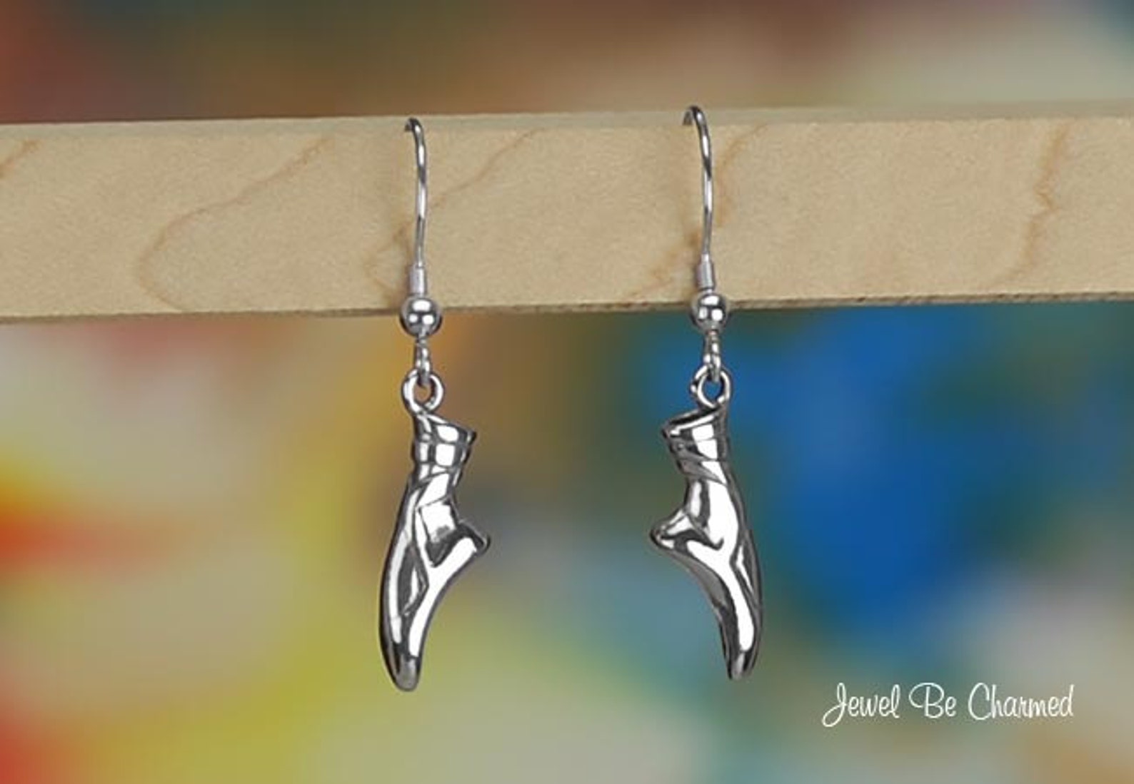 sterling silver en pointe ballet slipper earrings fishhook solid .925