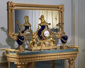 Antique 19th Century French Gilt Bronze Porcelain Clock Double Dials