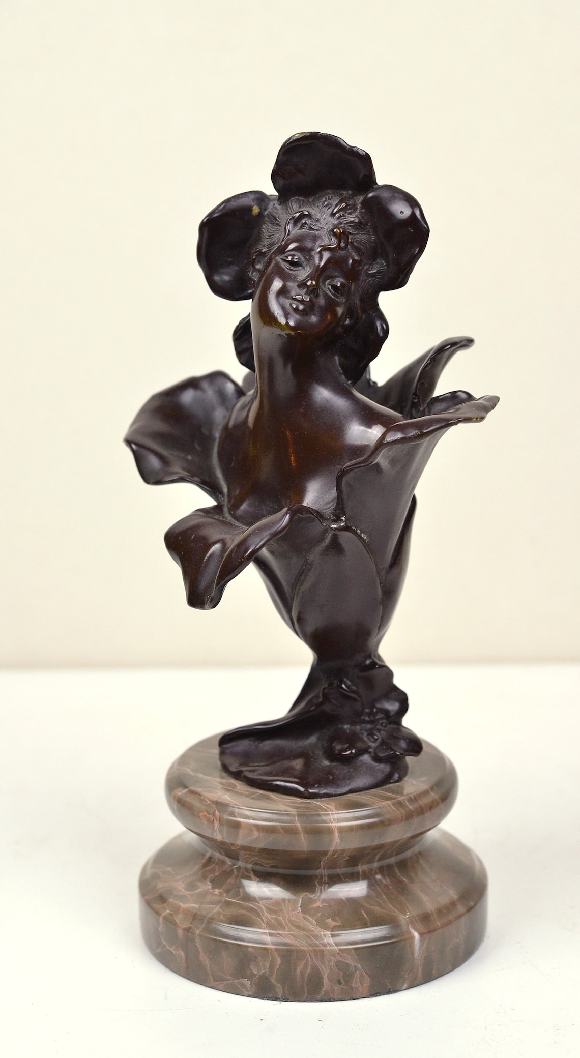 Antique Art Nouveau Bronze & Marble Desktop Figurine of Grown Etsy