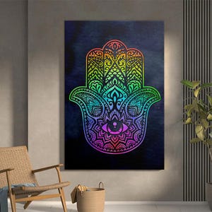 Hamsa Hand Art Print - Brigid Ashwood Mandala Poster - Spiritual Wall Decor - Boho Chic Meditation Art - Sacred Symbol Cool Wall Art