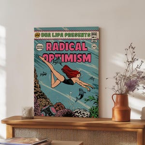 Retro Comic Style Poster - Pop Art Schwimmer Wandkunst, Radikaler Optimismus Illustration Druck, Buntes Modernes Dekor