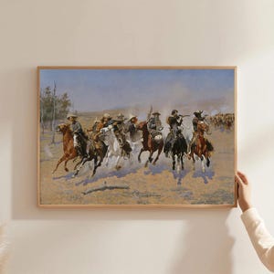 Vintage Cowboy Canvas Art Print: Wild West Horseback Scene