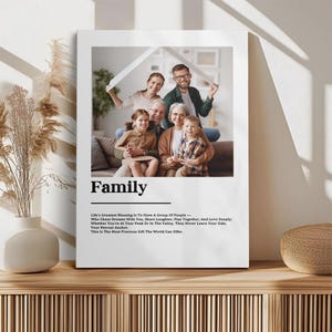 Custom Family Photo Poster - Personalized Wall Art with Quote and Title - Modern Printable Gift for Home or Loved Ones