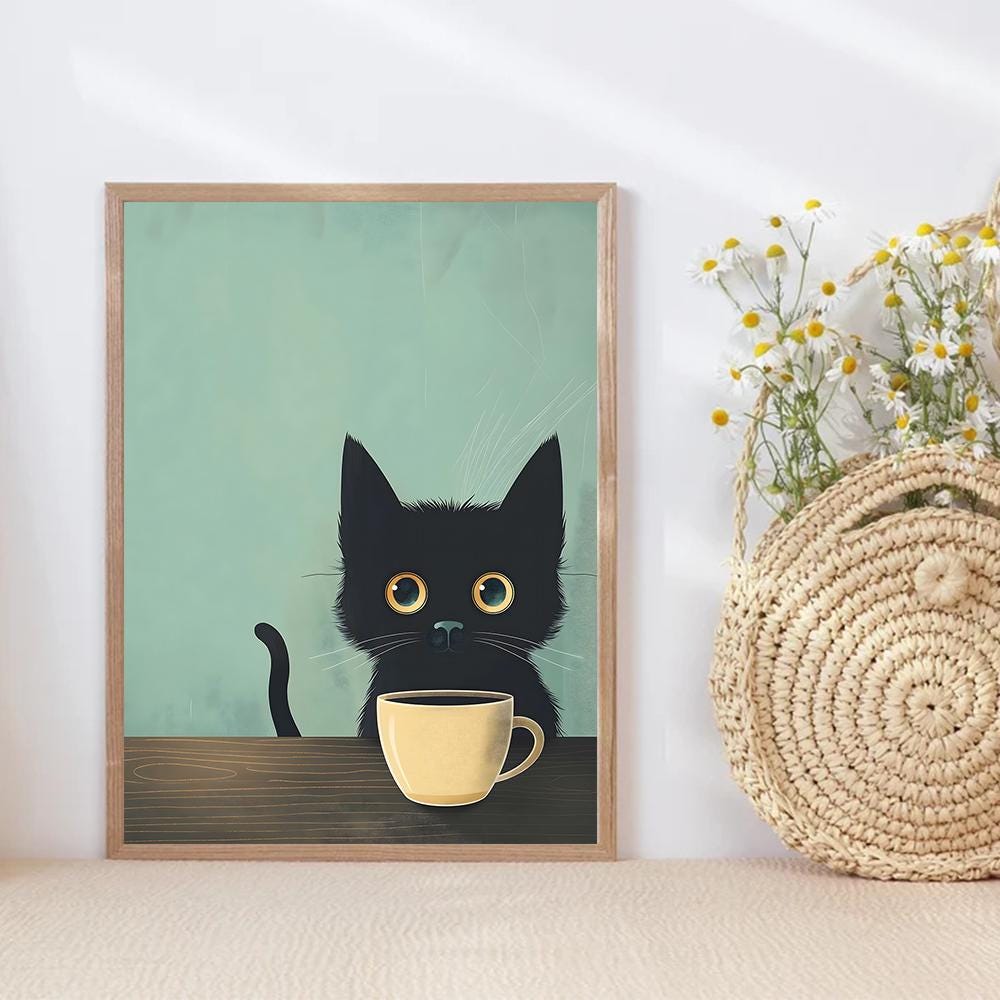 Débardeur Humoristique 'Before Coffee I Hate Everyone' Avec Chat Noir - Coton Léger