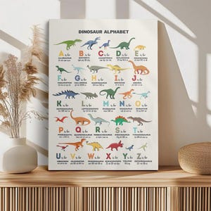 Cuaderno de dinosaurios - Diario universitario con rayas - Diseño con el alfabeto de dinosaurios - Regalo para estudiantes y profesores - Material de oficina escolar
