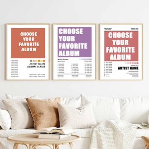 Individuelles Album Poster 3er Set - Personalisierte Musik Wandkunst - Vintage Schallplatten Druck - Songtexte Poster - Einzigartiges Geschenk für Musikliebhaber