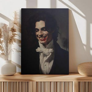 Ritratto di vampiro da parete, stampa fantasy dark gotica, poster di Halloween, decorazione vittoriana con vampiri, arte horror malinconica, estetica gotica per la casa