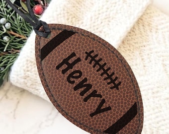 Personalized Football Christmas Ornament, Custom Name & Number Leather Ornament, Football Player or Coach Appreciation Gift for Sports Team