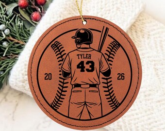 Personalized Baseball Ornament with Player's Jersey Senior Night Gift Ideas for Baseball Team Sports, Custom Engraved Christmas Ornament