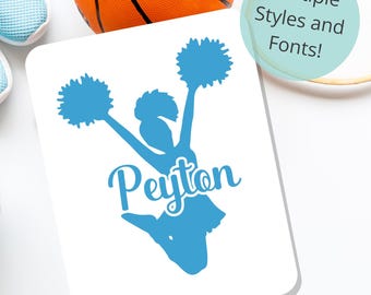 Personalized Cheerleader Name Decal, Cheer Name Decal, Custom Name Pom Pom Sticker, Water Bottles Decal, Coach Appreciation, Cheer Team Gift