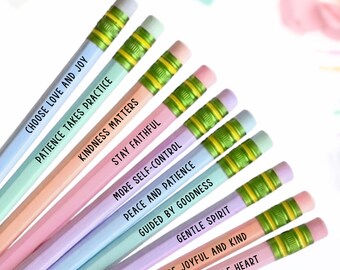 Fruit of the Spirit Engraved Pencils for Kids Bible Christian School Religious Teacher Appreciation Gift Ideas
