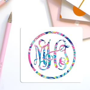 Patterned Vinyl Decal Sticker, Personalized Vine Monogram Initials Sticker, College Bound Necessities, Computer Monogram, Vine Sticker,