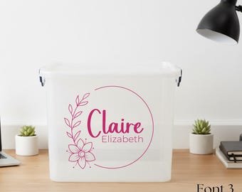 Home, Personalized Vinyl Name Decal, File Tote Label, Kids Milestone, School Keepsake Sticker, Memory Box, Home Files Organization Decal