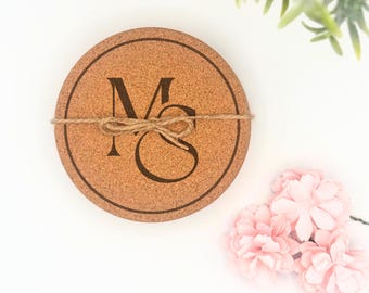 Custom Engraved Logo Coasters, Personalized Cork Coaster Set, Business Branding Gifts, Branded Promotional Products, Bulk Corporate Gifting
