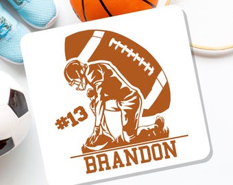 Personalized  Football Decal with Name and Number, Custom Football Player Vinyl Sticker, Football Team Decal, Boys Locker Sports Decal Gift