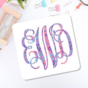 Patterned monogram decal, patterned vinyl tumbler sticker, water bottle sticker, Personalized Coffee Cup image 10