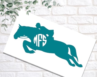 Horse Monogram Decal Car Sticker, Show jumping horse sticker, equestrian competition events stickers