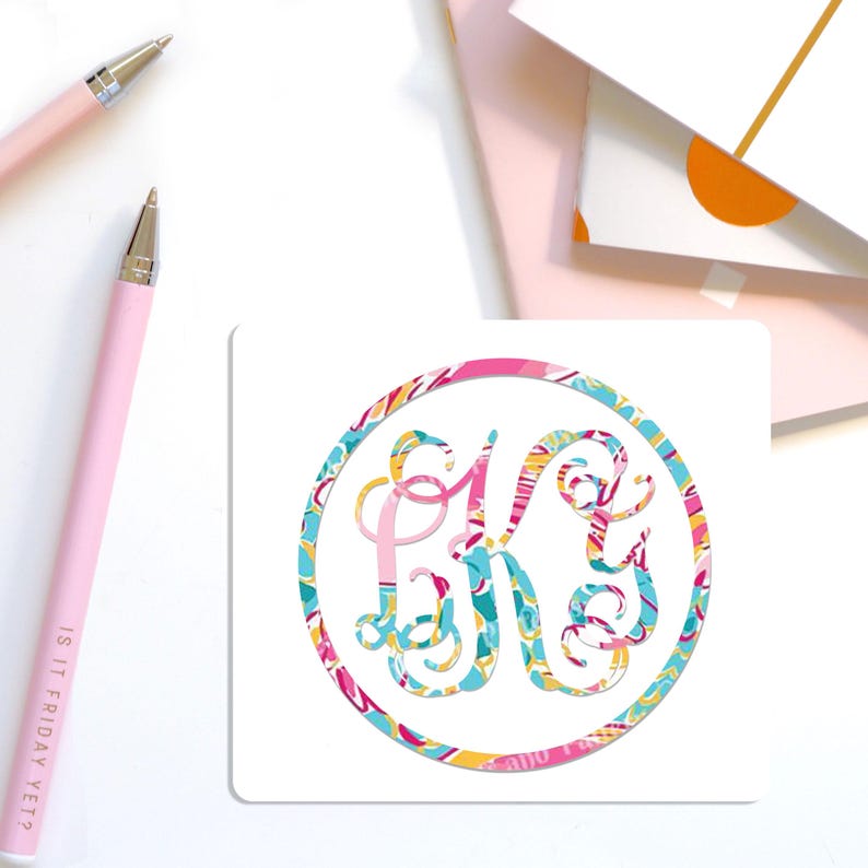 Vine Monogram w Circle - Pattern 4